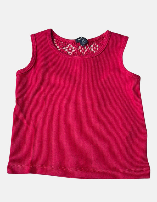 Baby Ribbed Sleeveless Top in Vibrant Red